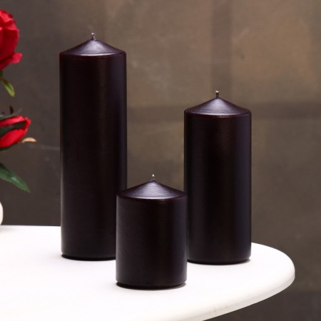 Set of candles - cylinders 3B1 (6x14 cm, 6x19 cm, 6x8.5 cm), black-1