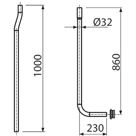 ALCAPLAST A95, DN = 32 mm spitting pipe, consisting of two parts, corrugated 50750 gasket-1