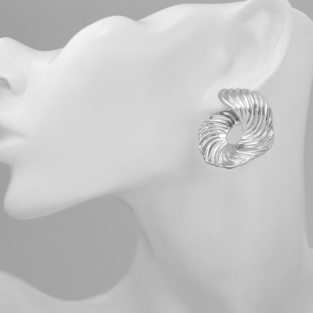 Earrings Metal "abstraction" curl, silver color-3