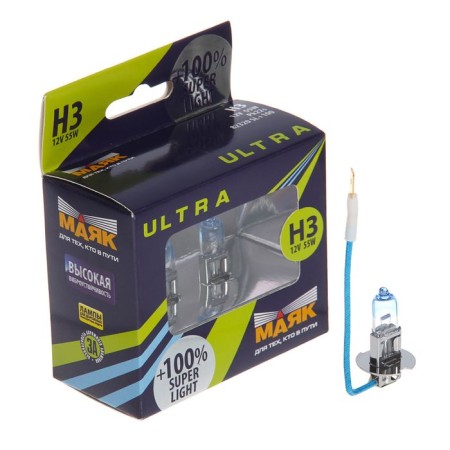 Lamp car lighthouse Ultra Super Light+100%, H3, 12 V, 55 W, set 2 pcs-1