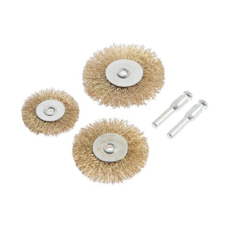 A set of metal brushes for the tundra drill, flat 50-63-75 mm, 3 pcs. + 2 studs