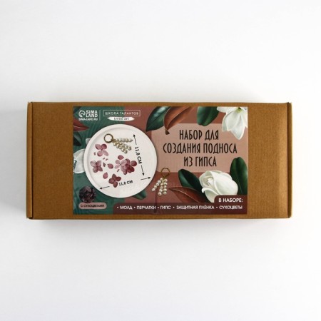 Set for creating a gypsum pan with dried flowers "Circle"-14