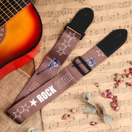 STARS guitar belt, 60-117 x 5 cm, brown-1