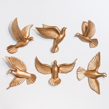 Wall -wall decor "Birds" 6 pieces 14 x 23.5 x 6 cm, gold-1