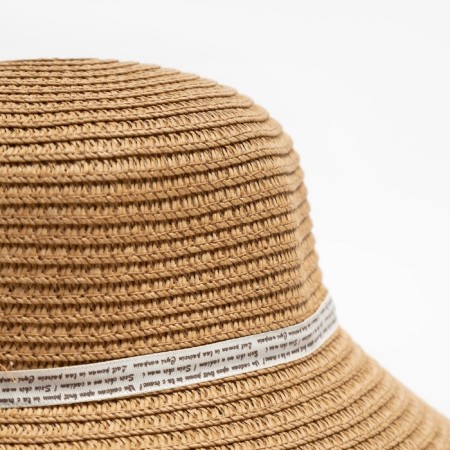 Hat for the girl Minaku "Bunny", brown color, river 52-7