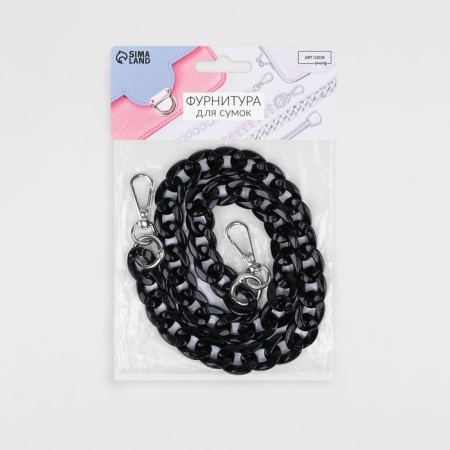 A chain for a bag, plastic, with carbines, 23 × 17 mm, 68 cm, black/silver color-3