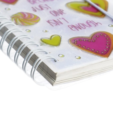 Note book A7, 80 sheets in a cage/ruler/point on the crest "Sweet mood. Hearts", plastic cover, with an elastic band-2