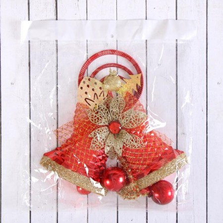 Decoration New Year's "Bell Forest Tale" 23x25 cm, red-gold-1