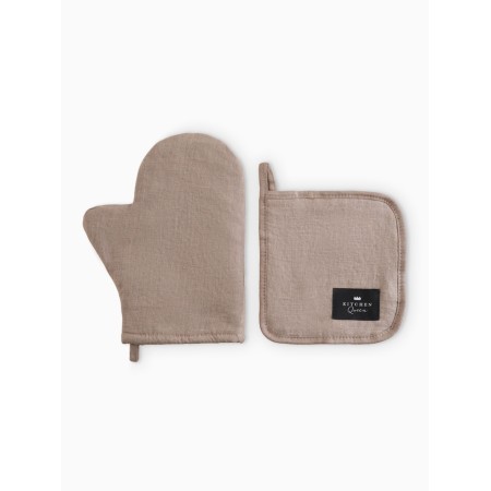 Set of kitchen. Ethel "Woody": mittens 20x28 cm, severity 19x19 cm, flax 100%, 190 g/m2-1