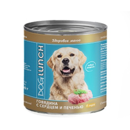 Wet Dog Lunch for dogs, beef with heart and liver in sauce, 750 g