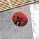 Icon "Japan" cat with nunchaki, black-red color in silver
