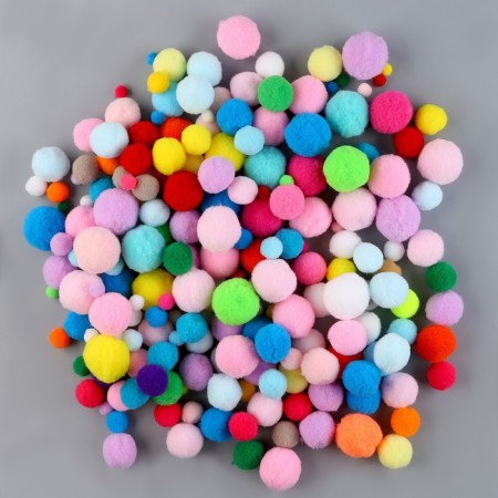 A set of textile details for the decor "Pompone", 400 pcs., Size: from 8 to 30 mm-1