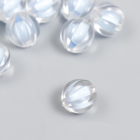 Plastic beads "Ball ribbed - inner color of blue" set of 20 g 1.2x1.1 cm
