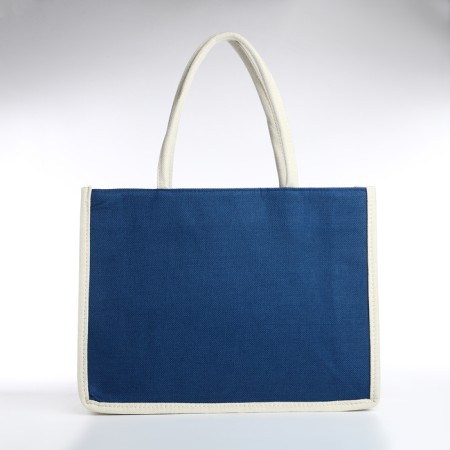 Beach bag without fastening, milk/blue color-1