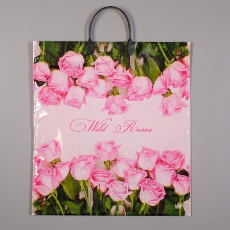 Package "Wild Roses", polyethylene with a plastic pen, 100 μm 44 x 40 cm