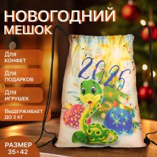 New Year 2025. New Year's bag for gifts on the cord 