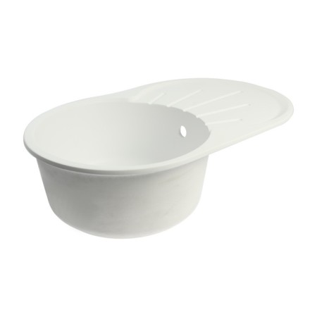 Sin for a kitchen made of stone Zein 110/Q1, 730 x 450 mm, oval, overflow, color white ice-1