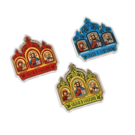 Icon in the car Cathedral, triptych, plastic, 7.5 x 7 cm-2