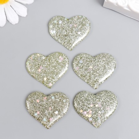 Decor for creativity plastic "Brilliant heart" gold 3.1x3.7 cm-2