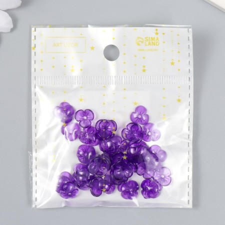 Beads for creativity Plastic "Busy Hat" set 50 pcs Transparent violet 0.4x1x1 cm-3