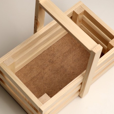 Kashpo wooden three -stringed with a wooden handle 24.5x14.5x20.5 cm natural-3