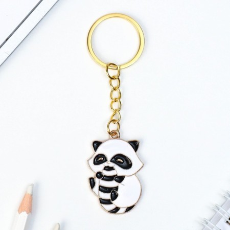 Key keychain for children, metal "raccoon", 2.8 x 4.3 cm-1
