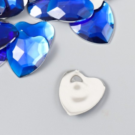 Decor for creativity plastic "Rhinestones heart. Bright blue" set of 30 pcs 2.5x2.5 cm-1