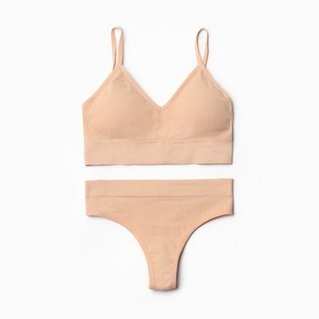Female set (top, thongs), beige color, One size (42-46)-5