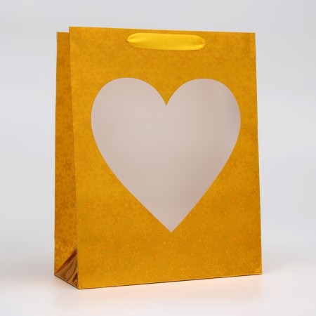 Package Hologography with the window "Heart", "Gold", M 32 × 25.5 × 11 cm set 1 pc.