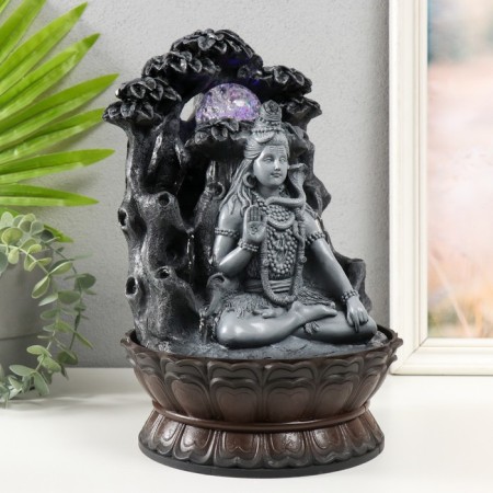 The desktop fountain from the network, Siva with a cobra sits under the trees 20.5x20.5x30 cm-1