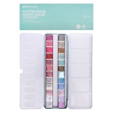Watercolor paints, pearl, in a metal box, 24 colors