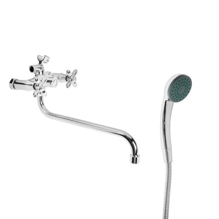 Accoona A7178 bath mixer, two -wound, with shower set, brass, chrome