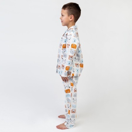 Pajama nursery (shirt, trousers) kaftan "animals" p. 98-104, white-12