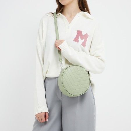 Women's Bag -round artificial leather, 18x18 cm, pistachio color-7