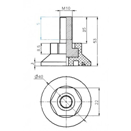 Опора-болт ТУНДРА 40, М10, h=35 мм-3