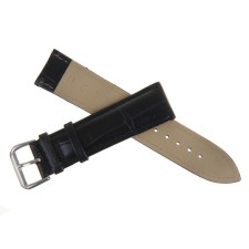 Watch strap, 22 mm, eco-leather, L-20 cm, black
