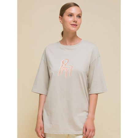 Female T-shirt, size 46, light gray color