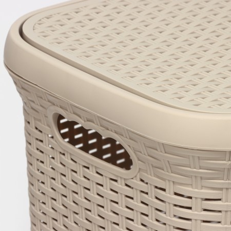 Besnaya basket with a rattan lid, 60 l, 34 × 44 × 55 cm, Latte color-2