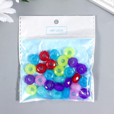 Beads for creativity plastic "Crystal ring with faces" matte 20 grams 0.8x1.4x1.4 cm-2