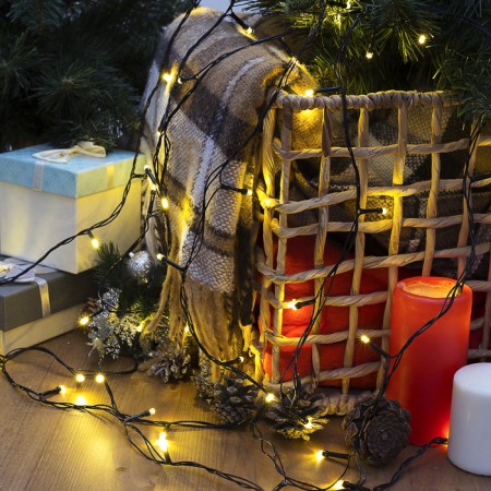 Garland “thread” 5 m, IP20, dark thread, 50 LED, glow warm white, 8 modes, 220 V-4