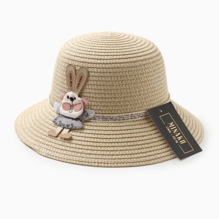 Hat for the girl Minaku "Bunny", Milk color, Rr. 52-10