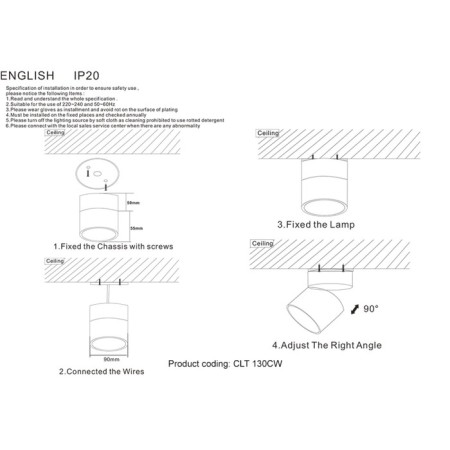 Ceiling Crystal Lux, CLT 130 1400/240, LED, 1x12 W, 10x9x9 cm, white color-2