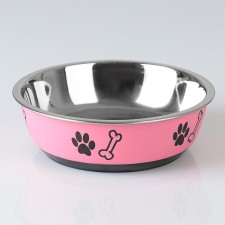 The bowl is round with a non -slip base and print, 450 ml, pink