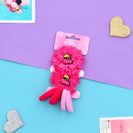 Set for hair "Ormoral" (4 elastic bands, 2 clamps 4 cm) cherries corrugated, pink