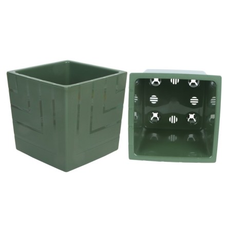 Kashpo "Quadro" with a tab, 3.3 liters, green color-1