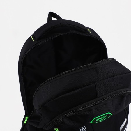 Male backpack on lightning, external pocket, black/green color-3