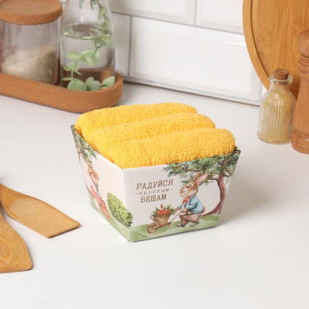 Set of towels Ethel "Rejoice for simple things" 35x50 cm - 3 pcs, 100% HL, MARRA 340 g/m2-7