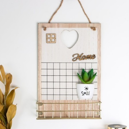 Panel wall with a shelf "Sukkulent in a pot" 34x24x7 cm