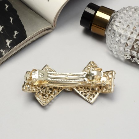 Hair hairpin "Tiana" bow, 9.5 cm, silver-1