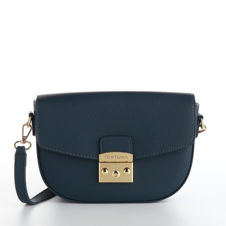 Women's bag on the valve, Textura, small size, blue color-2